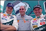 Toni Gardemeister, Škoda Motorspordi juht Martin Muehlmeier, Armin Schwarz. Foto: Škoda